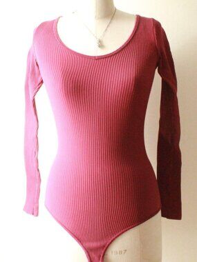 free people intimates burgundy ribbed v-neck bodysuit